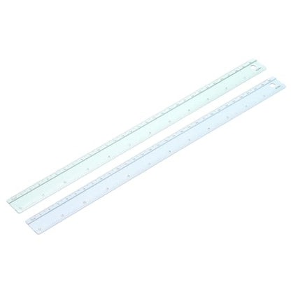 PATIKIL Metal Ruler 12 Inch/30cm, 2 Pcs Aluminum Straight Edge Ruler, Dual Scale Measuring Tool with Inch/Centimeter Scales & Hole for Math Office Drawing Engineering Home, Green/Blue - color: Green/Blue