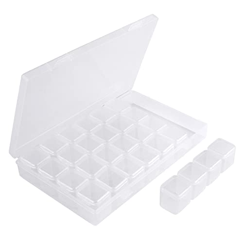 Gem Organizer, Segbeauty Clear Bead Container 28 Compartments with Secure Lids, Removable Tiny Jewelry Storage Box, Transparent Jewelry Organizer for Seeds Craft Making Accessories - size: 28 Count (Pack of 1)