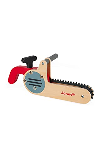 Janod Brico'kids Pretend Play Wooden Chainsaw - Safe Silicone Blade with Sound – Ages 3 Years+ - J06471 - color: Chainsaw