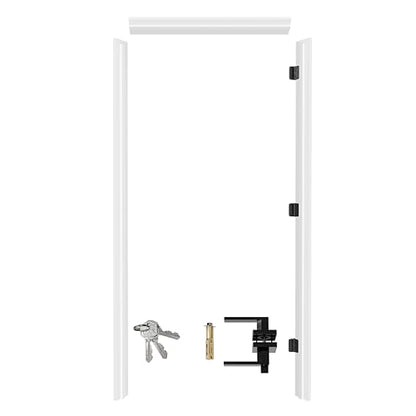 Door Jamb Frame Kit with Pre-Installed Hinges & Door Seal Strips & Handle, Primed Composite Door Frame Kit, Pine Wood, Right Handed, 81.65 in. x 4.57in. x 1.18 in - color: Black Hardware-Right Handed