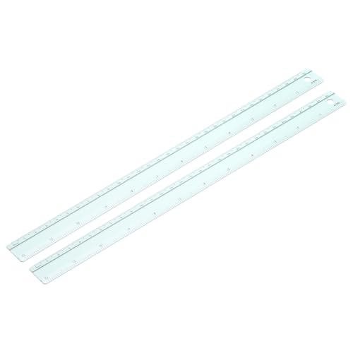 PATIKIL Metal Ruler 12 Inch/30cm, 2 Pcs Aluminum Straight Edge Ruler, Dual Scale Measuring Tool with Inch/Centimeter Scales & Hole for Math Office Drawing Engineering Home, Green - color: Green