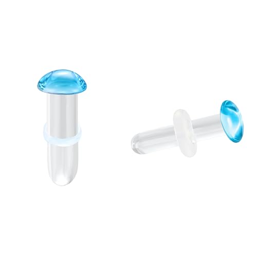 Glass Ear Stretching Kit Single Flare Plugs & Rubber Rings Unique 1mm Increments 3mm-25mm Gradual Sizing Smooth Glass Gauges for Daily Wear Earring Expander Stretcher Piercing Body Jewelry 2Pc - color: Blue, size: 3mm