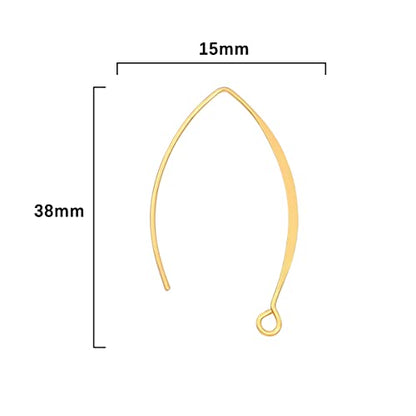 BEADIA 18K Gold Plated Earring Hooks U Shape 15x38mm 20pcs for Jewelry Making Findings - size: U Shape Hooks 15x38mm
