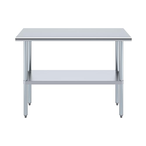 AmGood 16 in. x 48 in. Stainless Steel Work Table | Metal Kitchen Food Prep Table | NSF - size: 48 in. Long x 16 in. Deep without Wheels