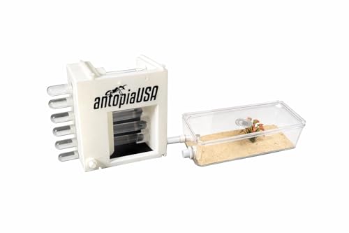 Antopia USA Test Tube Tower V2, Modular Ant Nest, Stackable, 6 Test Tubes, 3 Tubing Ports, Wall-Mount Ready, White with Black Logo (White w/Red Logo)