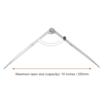 HARFINGTON Wing Divider Compass 10 Inch 250mm Adjustable Lockable Woodworking Compass for Metalworking Geometry Drawing Woodworking - size: 10"