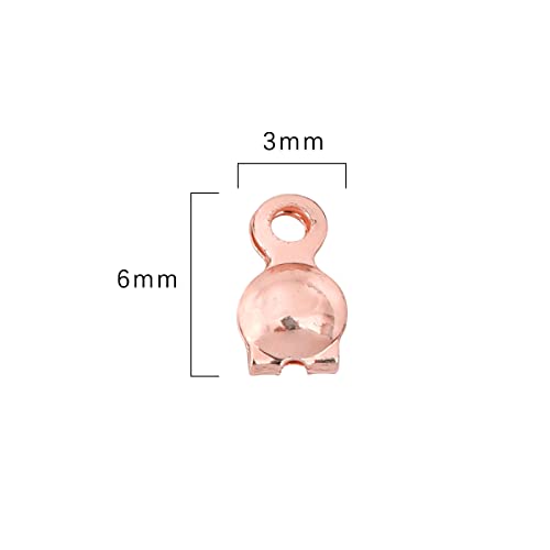 BEADIA Rose Gold Plated End Caps Non Tarnish 3x6mm 200pcs for Jewelry Making Findings - color: End Caps Rose Gold, size: 3x6mm