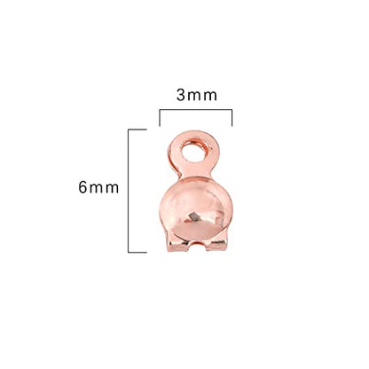 BEADIA Rose Gold Plated End Caps Non Tarnish 3x6mm 200pcs for Jewelry Making Findings - color: End Caps Rose Gold, size: 3x6mm