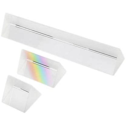 Crystal Prism Set, 3 Pack 1" 2" 3.9" Large Equilateral Triangular Prisms, K9 Optical Glass Rainbow Maker for Photography Light Refraction Physics Teaching Science Experiments Window Suncatcher