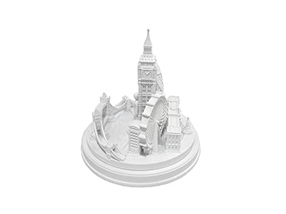 London City Skyline 3D Model Round Matte White 5 1/2 inches
