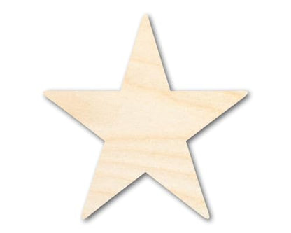 Unfinished Wood Star Shape | DIY Celestial Craft Cutout | Up to 36" 5" / 1/2" - size: 5", style: 1/2" Thick Wood
