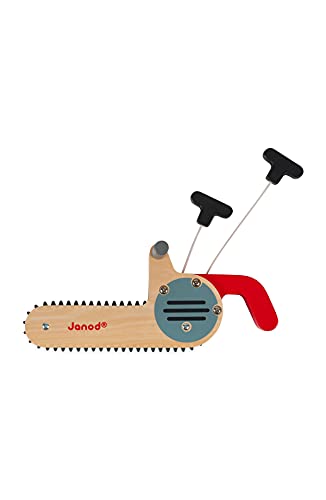 Janod Brico'kids Pretend Play Wooden Chainsaw - Safe Silicone Blade with Sound – Ages 3 Years+ - J06471 - color: Chainsaw