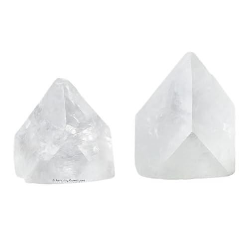 Amazing Gemstone Apophyllite Crystals and Healing Stones Mineral Specimen Set of 2- Premium Semi Precious Gem Stones - Healing Crystals Geodes Clusters for Meditation, Chakra Balance (L) - color: Apophyllite Points, size: Large