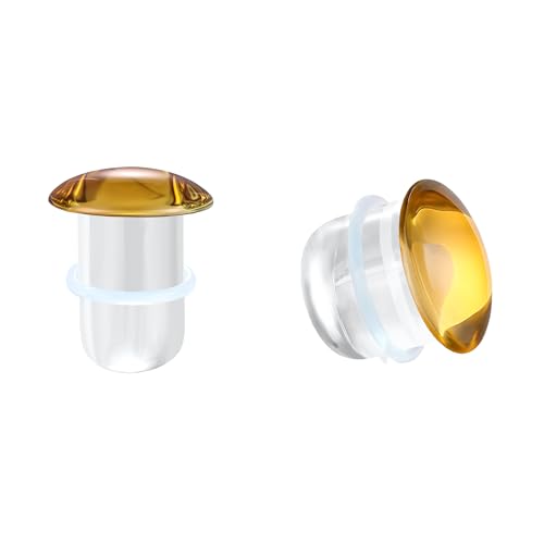 Glass Ear Stretching Kit Single Flare Plugs & Rubber Rings Unique 1mm Increments 3mm-25mm Gradual Sizing Smooth Glass Gauges for Daily Wear Earring Expander Stretcher Piercing Body Jewelry 2Pc - color: Brown, size: 17mm