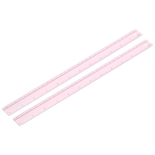 PATIKIL Metal Ruler 12 Inch/30cm, 2 Pcs Aluminum Straight Edge Ruler, Dual Scale Measuring Tool with Inch/Centimeter Scales & Hole for Math Office Drawing Engineering Home, Pink - color: Pink