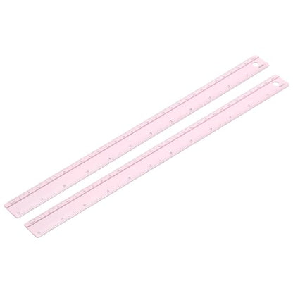 PATIKIL Metal Ruler 12 Inch/30cm, 2 Pcs Aluminum Straight Edge Ruler, Dual Scale Measuring Tool with Inch/Centimeter Scales & Hole for Math Office Drawing Engineering Home, Pink - color: Pink