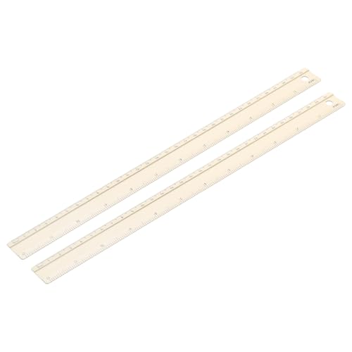 PATIKIL Metal Ruler 12 Inch/30cm, 2 Pcs Aluminum Straight Edge Ruler, Dual Scale Measuring Tool with Inch/Centimeter Scales & Hole for Math Office Drawing Engineering Home, Yellow - color: Yellow