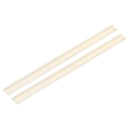 PATIKIL Metal Ruler 12 Inch/30cm, 2 Pcs Aluminum Straight Edge Ruler, Dual Scale Measuring Tool with Inch/Centimeter Scales & Hole for Math Office Drawing Engineering Home, Yellow - color: Yellow