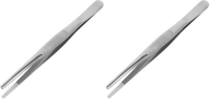 MABIS Surgical Tweezers and Dressing Forceps, 5.5 inches long, Serrated, Stainless Steel (Pack of 2) - size: 5.5 Inch (Pack of 2)