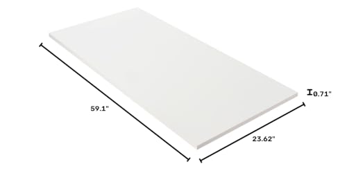 Kaboon White Table Top 23.62" D x 59.1" W, Solid One-Piece Desktop, Universal Wood Countertop, Reversible Laminate Top, Double Desks, L-Desk DIY, for Home and Commercial - color: White, size: 60x24