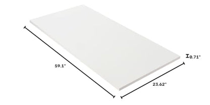 Kaboon White Table Top 23.62" D x 59.1" W, Solid One-Piece Desktop, Universal Wood Countertop, Reversible Laminate Top, Double Desks, L-Desk DIY, for Home and Commercial - color: White, size: 60x24