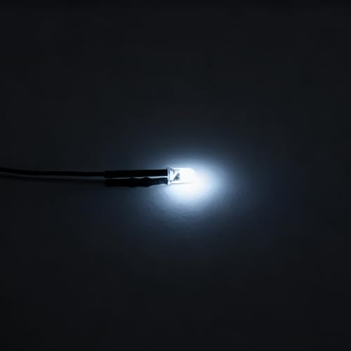 20PCS 12V 5mm Pre-Wired Bright White LED Diodes with Resistor, Includes 20 Black Mounts & 5-Meter Tape, for DIY Illumination, Cabinet/Case Lighting, and Instrument Backlight - color: White