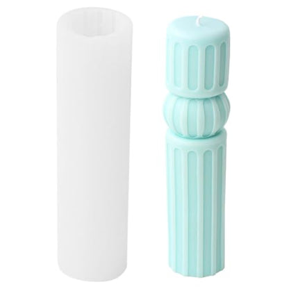 Geometric Striped Hourglass Pillar Silicone Soap Resin Candle Mold Decor L - size: Thicker Stripe L