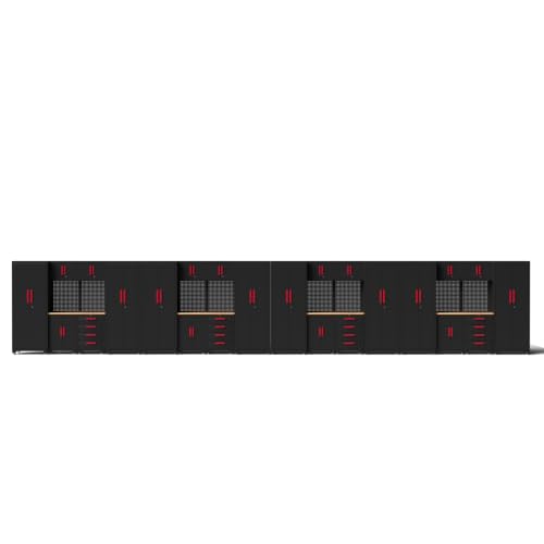 32Pcs Garage Cabinets and Storage System,red Handle - size: Red-32Pcs