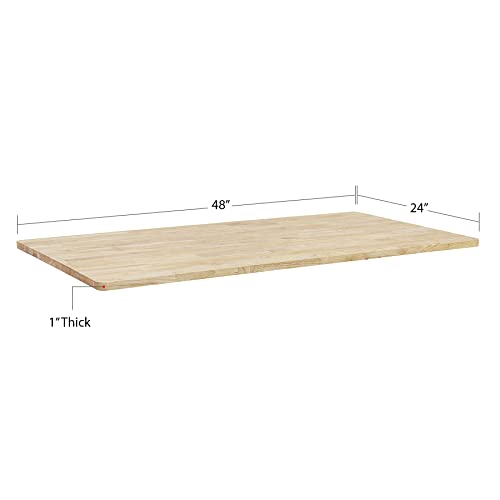 1" Thick Solid Wood Butcher Block Top - 24"D x 48"L - By BenchPro - size: 24"D x 48"L