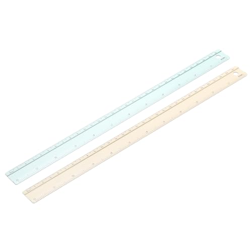 PATIKIL Metal Ruler 12 Inch/30cm, 2 Pcs Aluminum Straight Edge Ruler, Dual Scale Measuring Tool with Inch/Centimeter Scales & Hole for Math Office Drawing Engineering Home, Green/Yellow - color: Green/Yellow