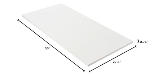 Kaboon 55x27.5 in White Tabletop, Wood Desktop One Piece, Reversible Melamine Countertop for Home and Office - color: White, size: 55x28
