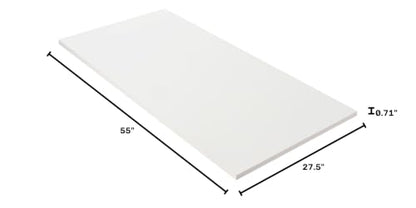 Kaboon 55x27.5 in White Tabletop, Wood Desktop One Piece, Reversible Melamine Countertop for Home and Office - color: White, size: 55x28
