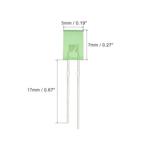 PATIKIL 2x5x7mm x LED Light Lamp Bulb, 150Pcs Rectangular Bright Lighting Emitting Diode for Electronic Component Indicator, Green