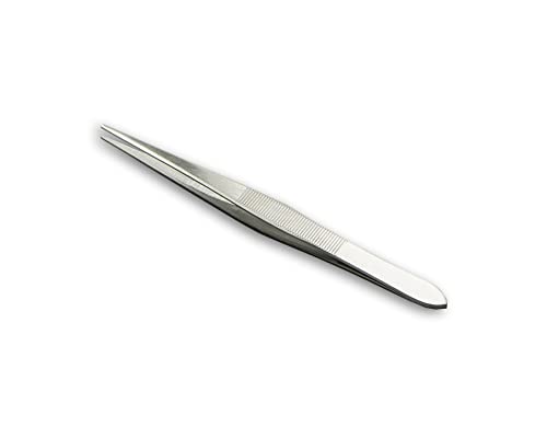 HURON Precision Tweezers, Straight, 4.7 in (1/3/10 pc) (1 pc) - style: Straight, 4.7"