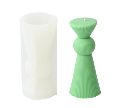 Hourglass Geometric Pillar Silicone Candle Mold Wax Striped Column Mould - size: Hourglass S