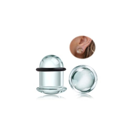 GEMQUEEN 24 Pcs 0.5mm Increments Glass Ear Stretching Kit Hypoallergenic - color: Clear, size: 14mm(6/19'') | 2pcs