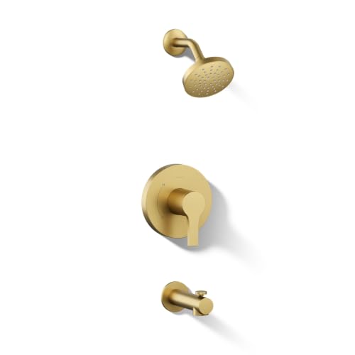 KOHLER TS35322-4G-2MB, Elate Rite-Temp Tub and Shower Trim with Single Function 1.75 GPM Showerhead, Vibrant Brushed Moderne Brass, Efficient Tub and Shower Combo, Finish - color: Vibrant Brushed Moderne Brass, size: 1.75 GPM