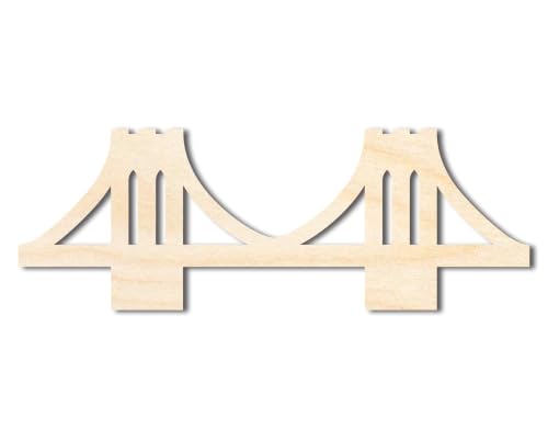 Unfinished Wood Bridge Shape | Landmark | Craft Cutout | up to 46" DIY 10" / 1/8" - size: 10", style: 1/8" Thick Wood
