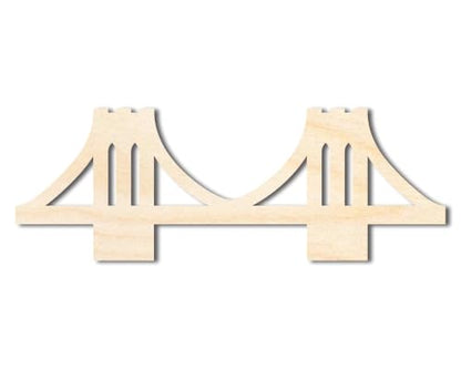 Unfinished Wood Bridge Shape | Landmark | Craft Cutout | up to 46" DIY 10" / 1/8" - size: 10", style: 1/8" Thick Wood