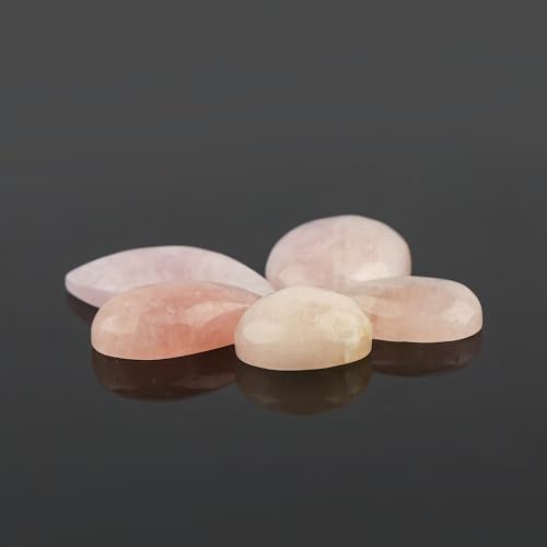 CRYSTALIS Wholesale 5pcs Natural Morganite Loose Gemstone Bulk Cabochons Jewelry Making Supply, Chakra & Healing Polished Stones, Wire Wrapping, DIY, Gem Collection