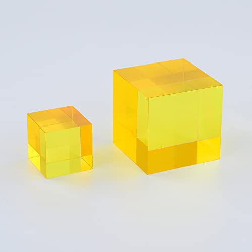 CMY Cubes The Y Cube (30mm) - Yellow Hue Cube - Optical Color Cube - Diamond Polished - Teaches Subtractive Color Mixing - Educational, Scientific, Physics & Kinetic Art Desk Object