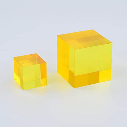 CMY Cubes The Y Cube (30mm) - Yellow Hue Cube - Optical Color Cube - Diamond Polished - Teaches Subtractive Color Mixing - Educational, Scientific, Physics & Kinetic Art Desk Object
