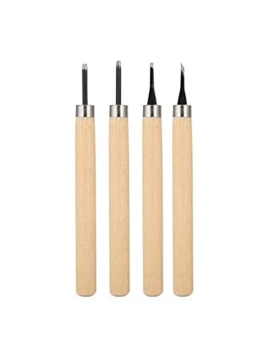 HEEPDD 4Pcs Wood Carving Tool, Rubber Stamp Carving Knife Manual Sharpener