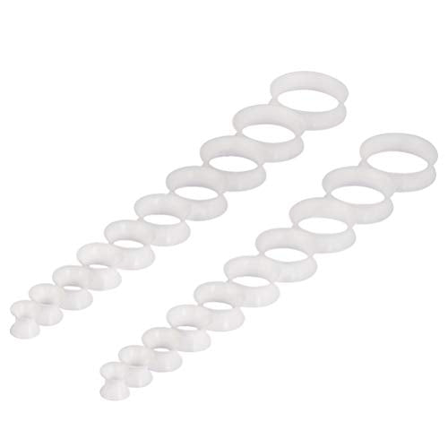 Oyaface 20 PCS Piercing Tunnel Set Soft/Hard Silicone Flesh Ear Plugs 2g-25mm Flexible Ear Stretching Gauge Expander - color: White(thin)