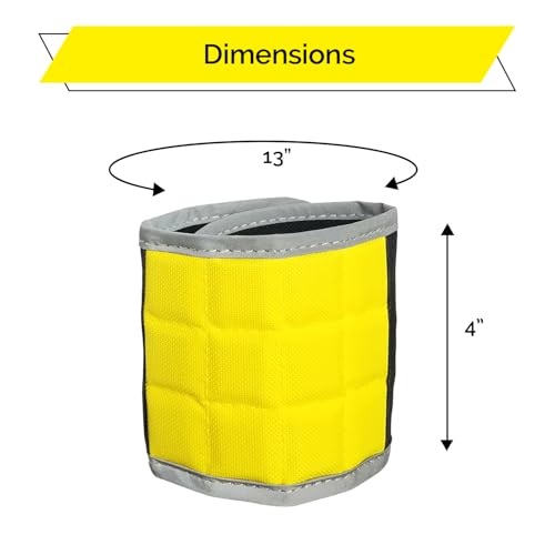 BYKES Magnetic Wristband for Holding Screws, Nails & Tools | Strong Magnetic Extra Large Tool | Portable DIY Magnetic Wristband | Wide Surface Magnet | Heavyduty Tool Gift for Handyman | Yellow/Gray - size: Extra Large