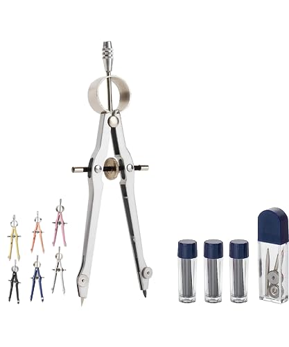 Mr. Pen- Professional Compass for Geometry, Extra Lead - color: Silver