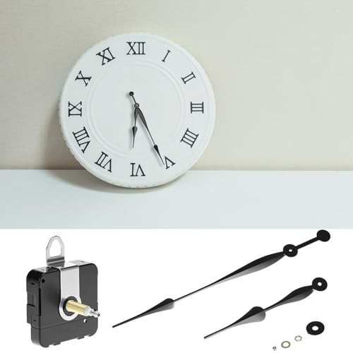 QWORK High Torque Quartz Long Shaft Clock Mechanism Replacement with Hands, Ideal for DIY Clock Projects and Repairs