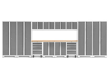 NewAge Products White Bold Series 14PC Garage Cabinetry Set · 24-Gauge Steel · Fully Welded · 216" W x 18" D x 76.75" H, 56992