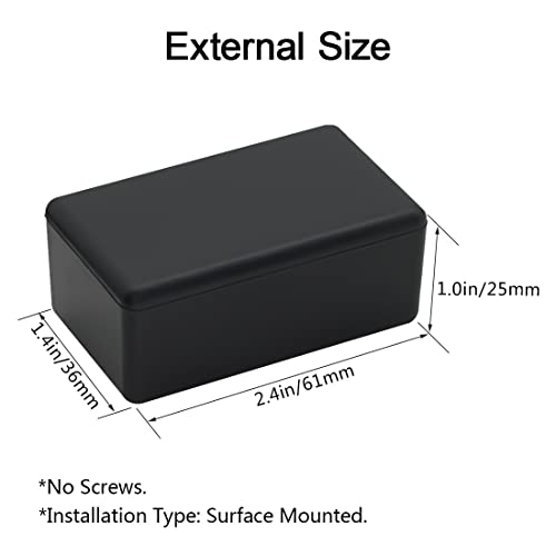 LeMotech Project Box 10 Pieces ABS Plastic Electrical Project Case Small Junction Box for Electronics Black 2.4 x 1.4 x 1 inch (61 x 36 x 25 mm) - size: 2.40" x 1.42" x 1.0"(10pc)