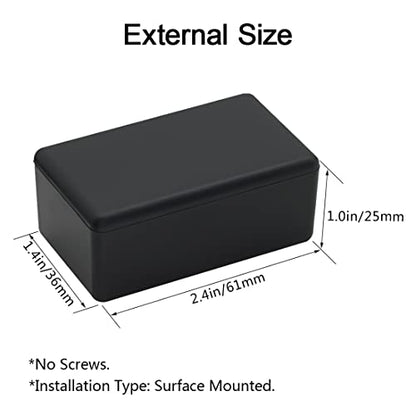 LeMotech Project Box 10 Pieces ABS Plastic Electrical Project Case Small Junction Box for Electronics Black 2.4 x 1.4 x 1 inch (61 x 36 x 25 mm) - size: 2.40" x 1.42" x 1.0"(10pc)